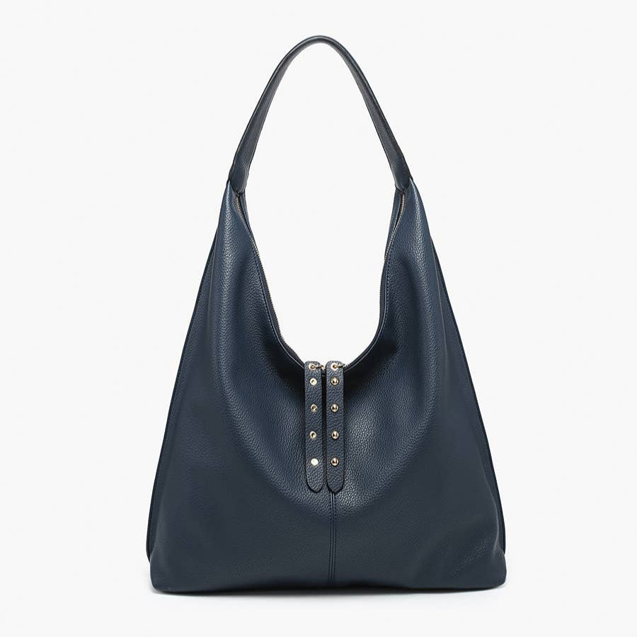 Tori Slouchy Hobo w/ Studded Tassels: Navy