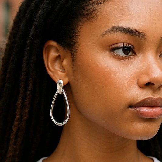 Doorknocker Clip On Earrings - Silver