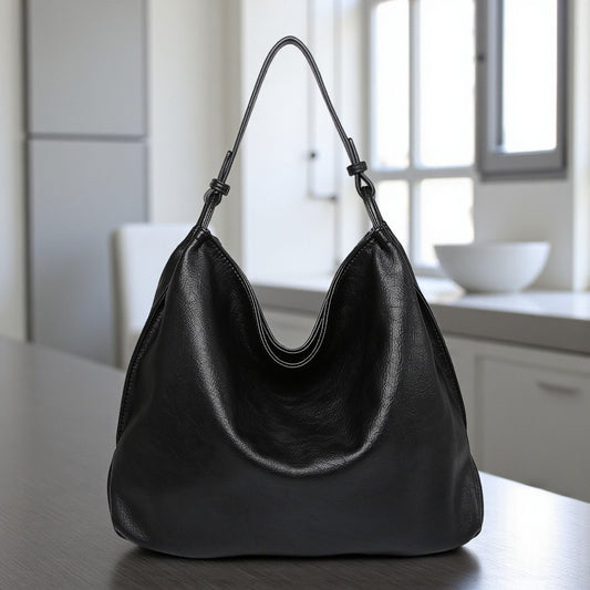 Gina Rustic Tote w/ Inner Compartment: Black