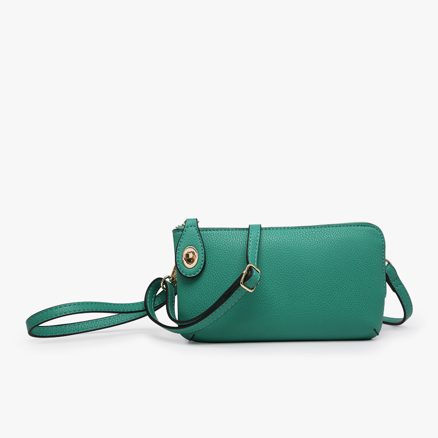 Crossbody/Wristlet w/ Twist Lock Closure: Kelly Green