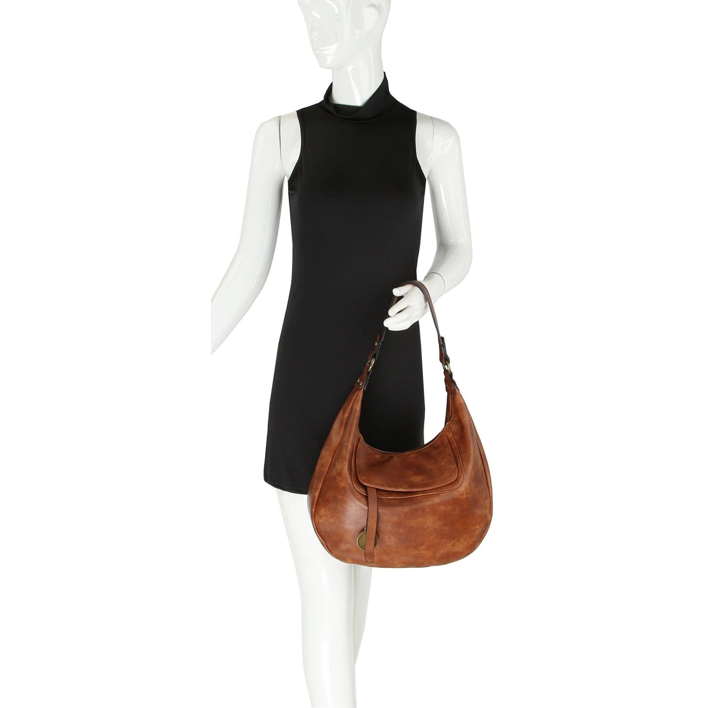 Ladies Satchel Purse Shoulder Bag: BLACK