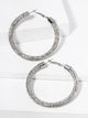 Round Hoop Rhinestone Tube Hinged Hoop Earrings - Clear