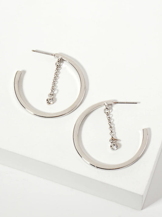 Rhinestone Chain Drop Open Hoop Earrings