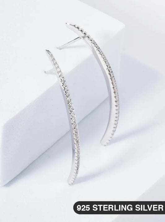 Sterling Silver Delicate Curved Bar Post Earrings