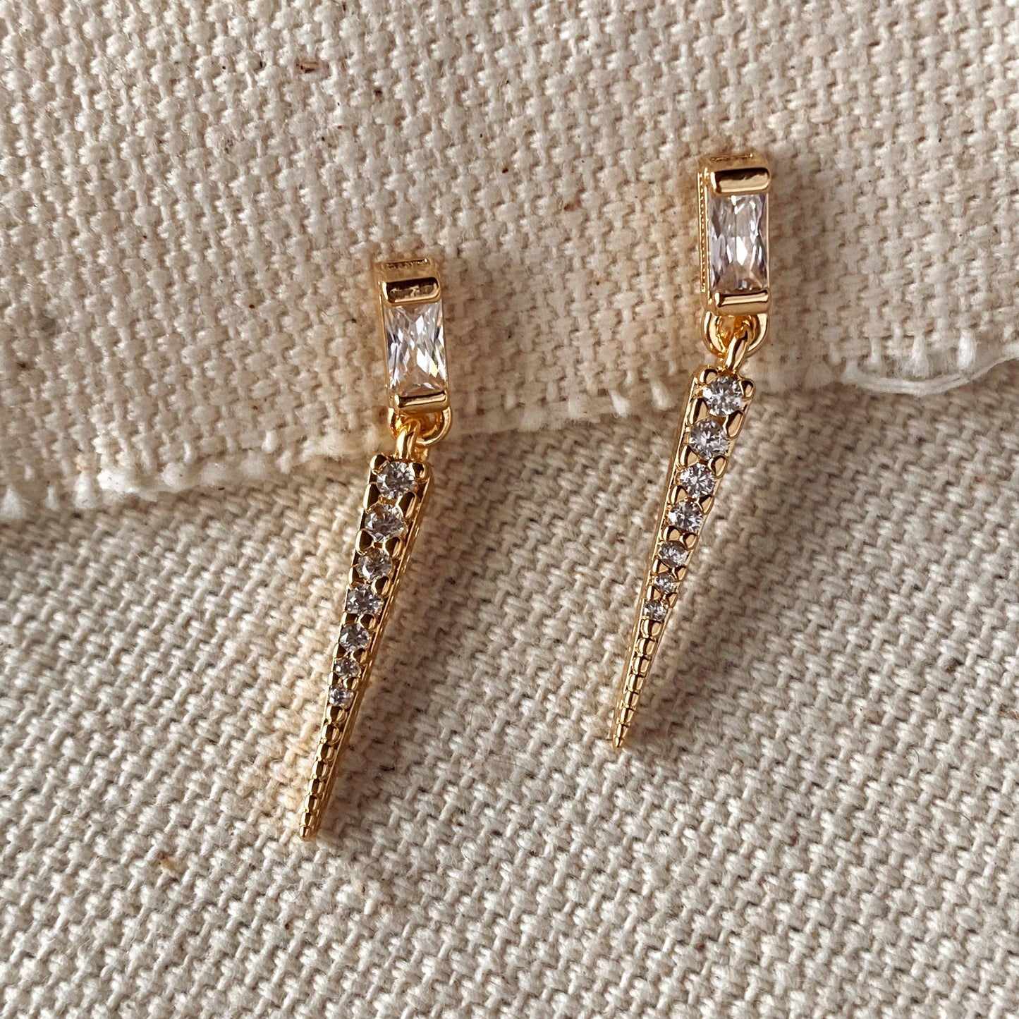 Baguette Cubic Zircon Stone with spike drop earring