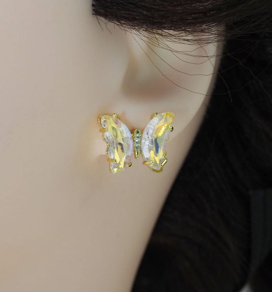 Crystal Butterfly Stud Earrings: Clear