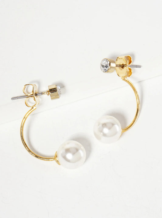 Minimalist Pearl Front-Back Earrings - Gold