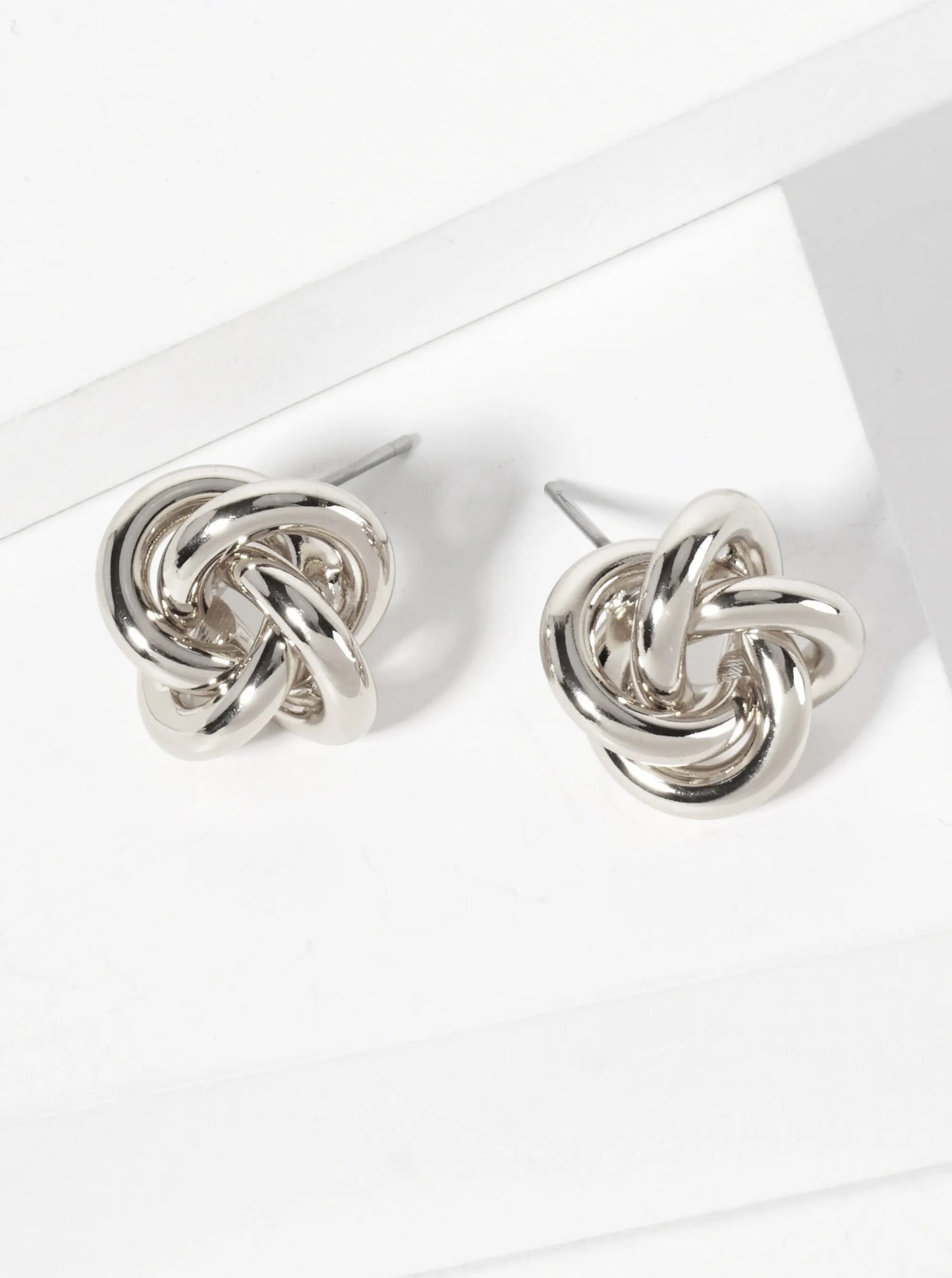 Love Me-Knot Stud Earrings -Silver