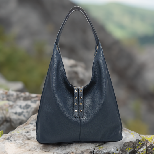 Tori Slouchy Hobo w/ Studded Tassels: Navy
