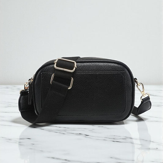Dual Zip Crossbody w/ Slip Pocket: Black
