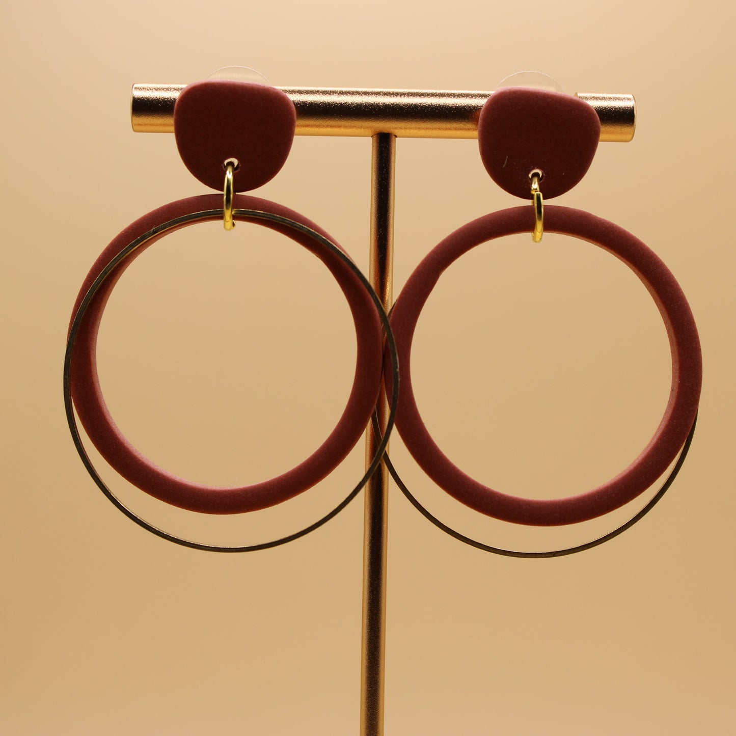 Double Hoop Stainless Steel Earrings: Burnt Orange