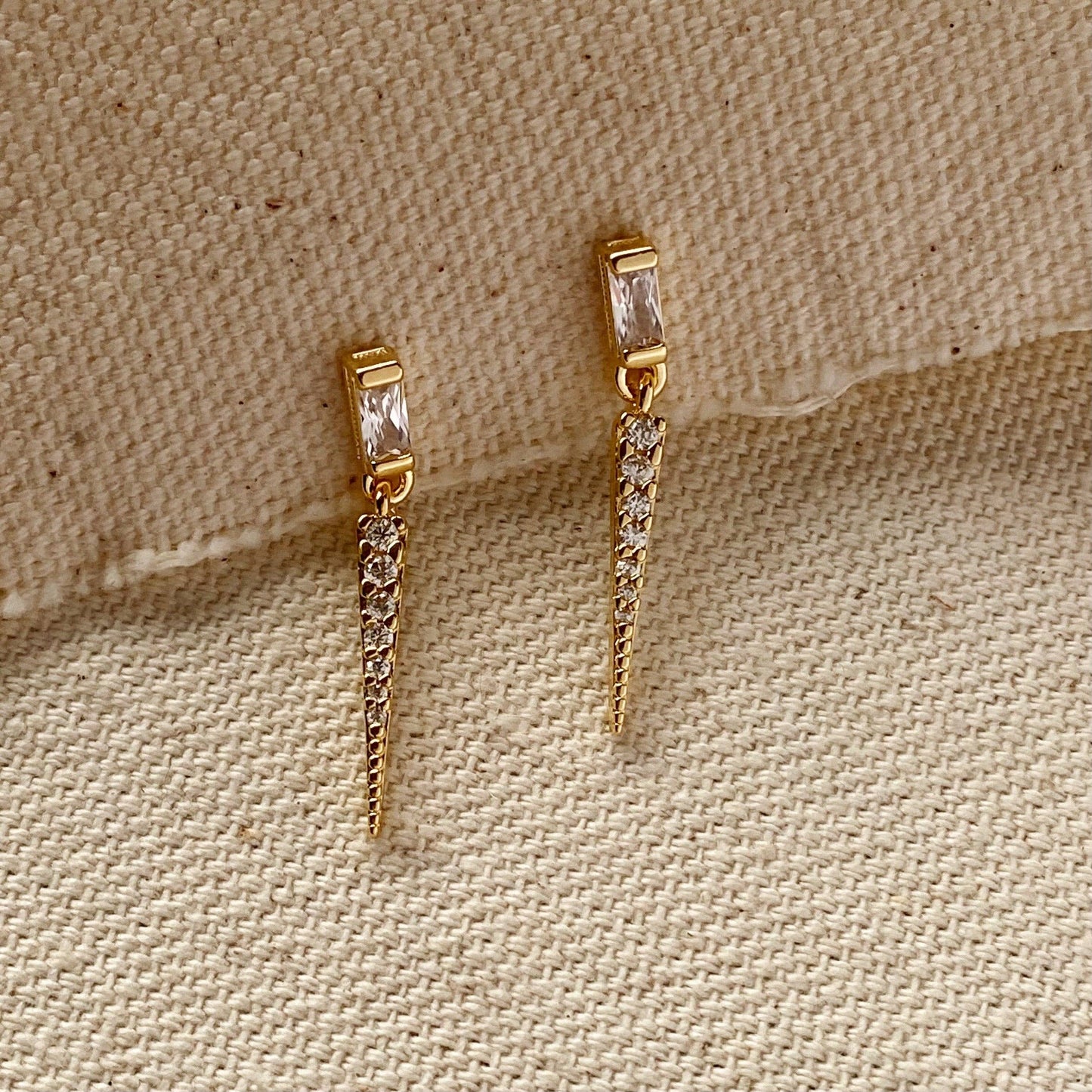 Baguette Cubic Zircon Stone with spike drop earring