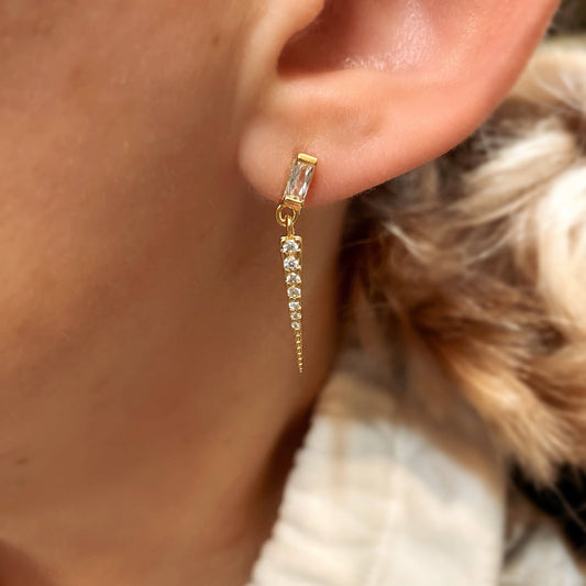 Baguette Cubic Zircon Stone with spike drop earring