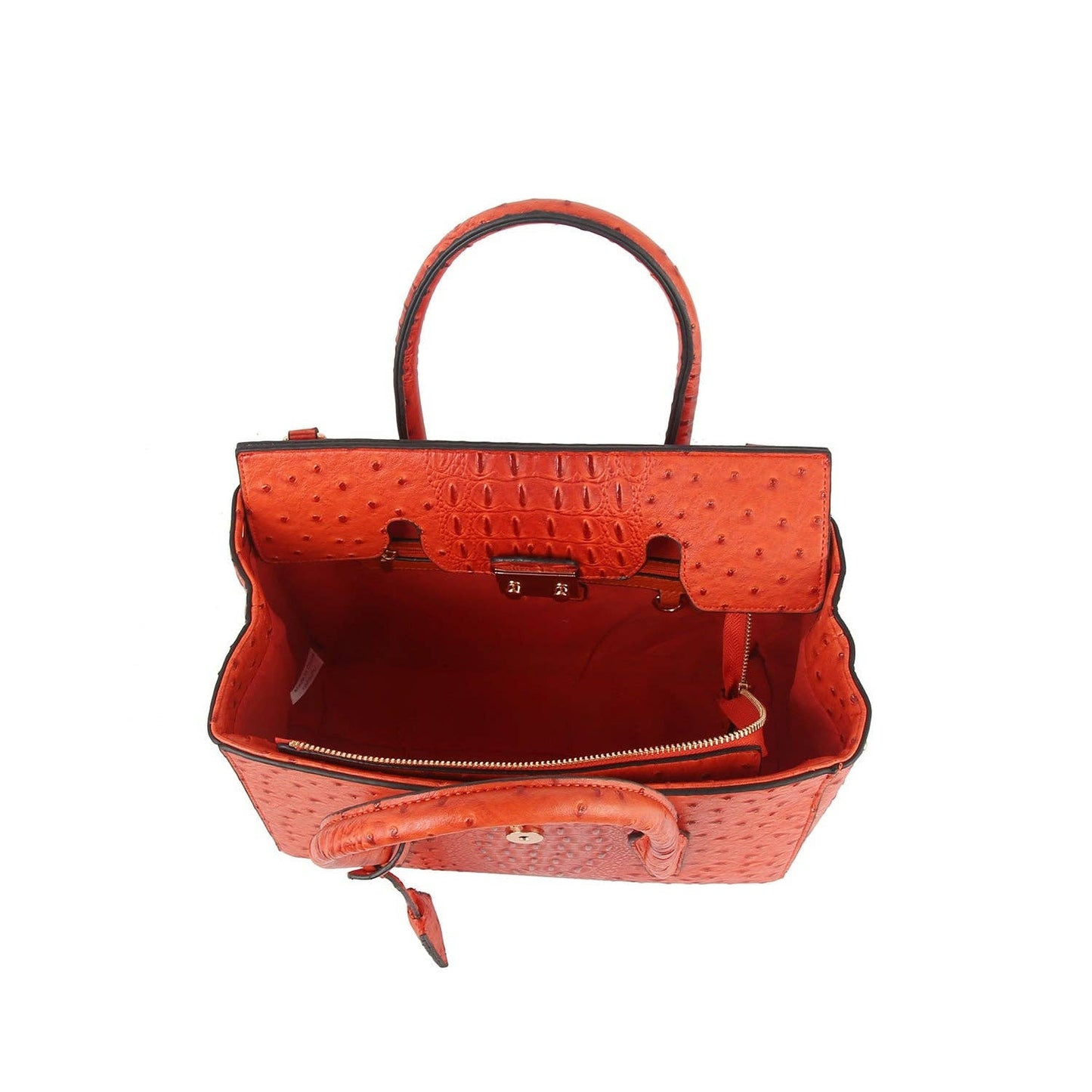 2 in 1 crocodile texture matching top handle bag and purse set: Cognac