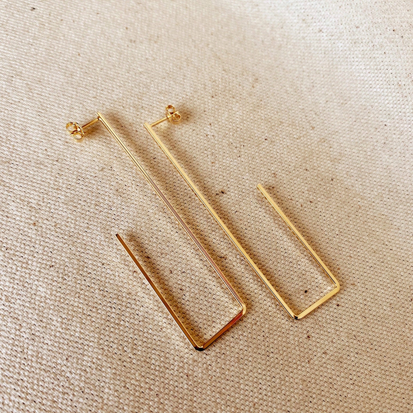 18k Gold Filled Rectangle Shaped Earrings