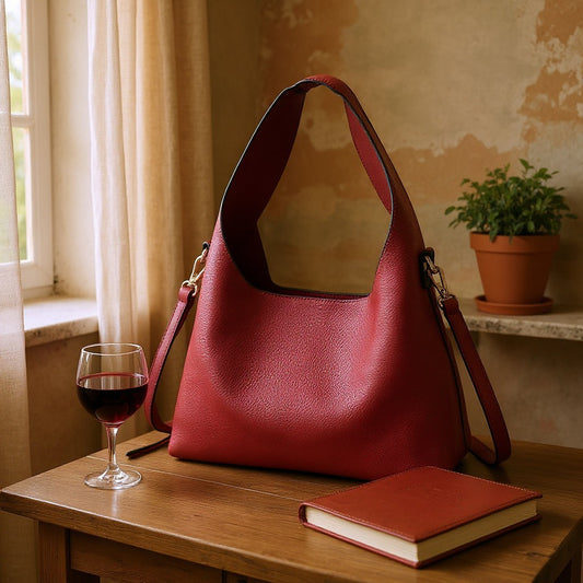Soft Hobo w/ Inner Bag: DARK RUBY